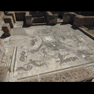 Ein Mosaik in einer der Thermen (Terme dei Cisiarii)